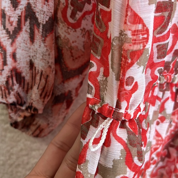 Maurices Womens Semi-Sheer Printed 3/4 Sleeve Boho Peasant Dress XL PLUS SIZE - Picture 5 of 10